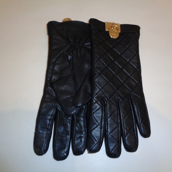 Michael Kors Size Medium Black Leather Gloves - Picture 1 of 8